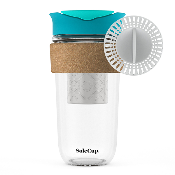 Large Travel Mug with Infuser and Smoothie Filter - Blue
