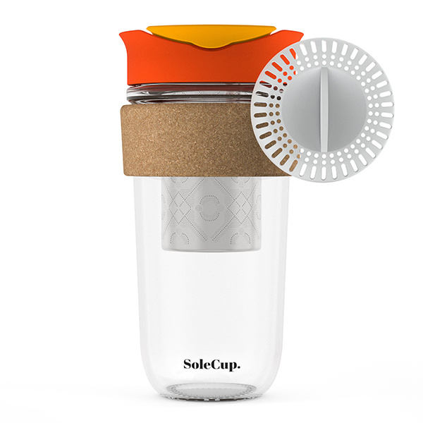 Large Travel Mug with Infuser and Smoothie Filter - Red