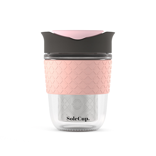SoleCup Travel Mug with Tea Infuser - Grey and Pink